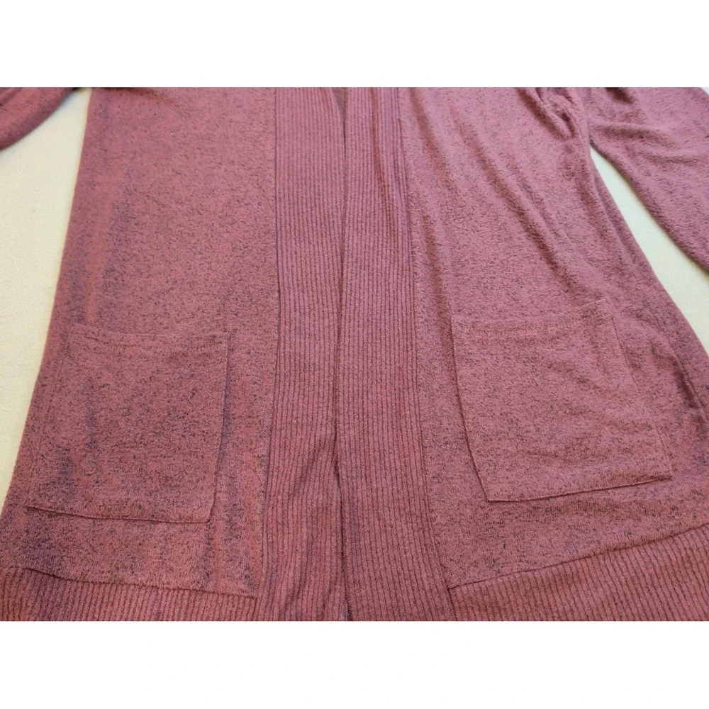 Market & Spruce Cardigan Womens L Mauve Open Front‎ Knit Pockets Cozy